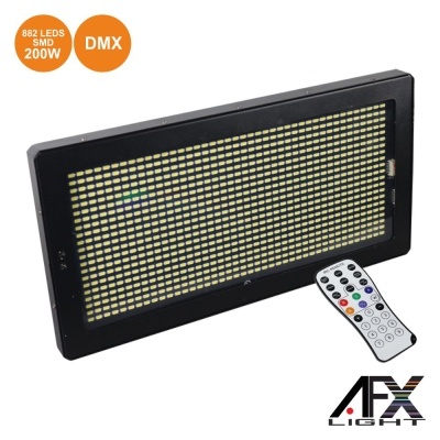 Painel de luz LED preto com telecomando branco e texto 882 LEDS SMD 200W DMX