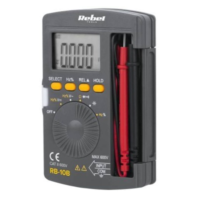 Multímetro digital Rebel Tools RB-10B com pontas de prova vermelha e preta