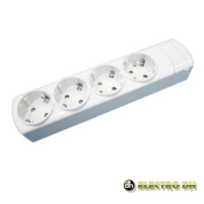 Regua de tomadas elétrica branca com quatro entradas tipo europeu