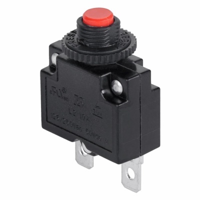 Interruptor de botão preto com botão vermelho