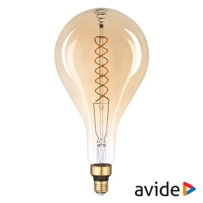 Lâmpada decorativa com filamento em espiral âmbar e base dourada