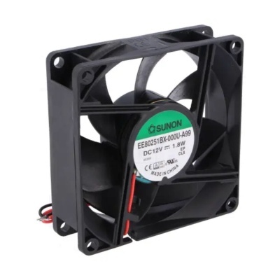 Ventoinha para computador preta com etiqueta verde e branca da SUNON