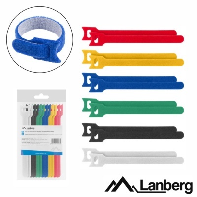 Tiras de velcro coloridas para organização de cabos da marca Lanberg