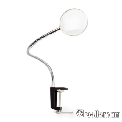 Lupa com base de fixação em metal e haste flexível cromada