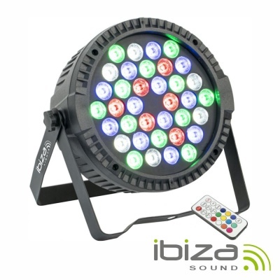 Projetor de luz LED colorido com suporte e comando remoto da IBIZA SOUND