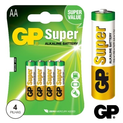 Pacote de 4 pilhas alcalinas AA GP Super