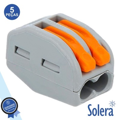 Conector elétrico cinzento com alavancas laranja Solera