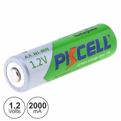 Pilha recarregável AA PIXCELL verde e cinza