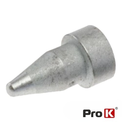 Ponta metálica cónica prateada com logótipo Pro K