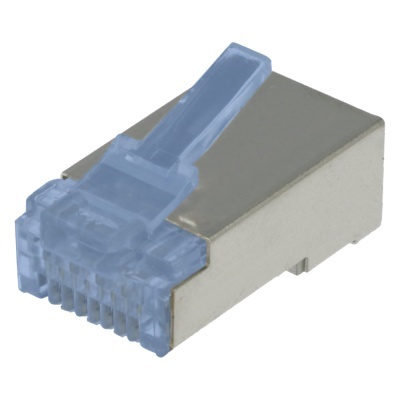 Conector RJ45 metálico com tampa plástica azul