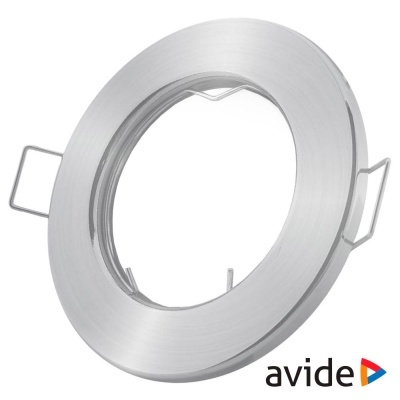 Suporte de luz embutida redondo metálico com textura acetinada