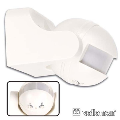 Sensor de movimento branco Velleman com botões de ajuste