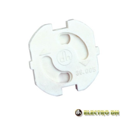 Peça de plástico branco quadrada com símbolos gravados e logótipo Electro DH