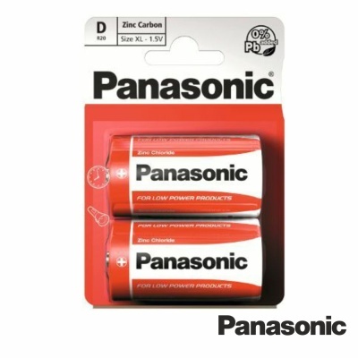 Cartucho com duas pilhas Panasonic Zinc Carbon tamanho XL 1.5V
