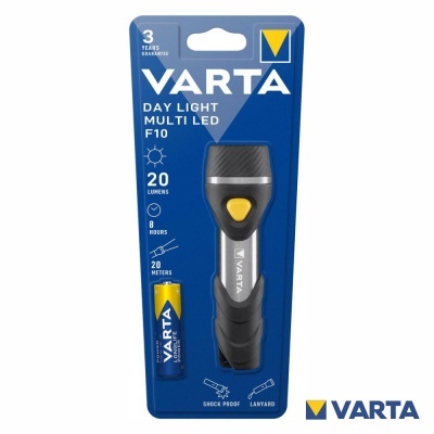 Lanterna VARTA DAY LIGHT MULTI LED F10 em embalagem azul com pilha