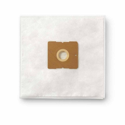 Saco de aspirador branco com abertura circular em cartão castanho