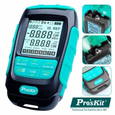 Medidor digital Pro'sKit com ecrã e botões azuis e pretos