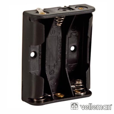 Suporte para pilhas AA preto com molas e logo velleman