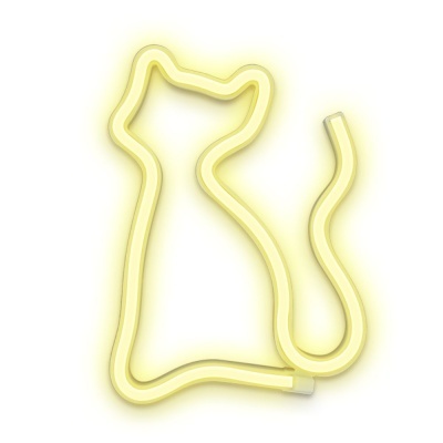 luz LED amarela em formato de gato