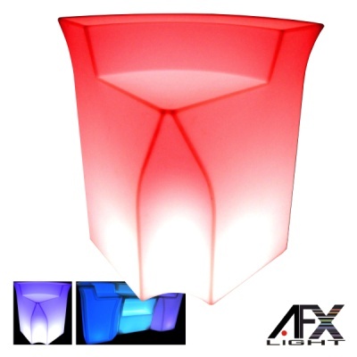 Banco ou mesa luminosa LED com luzes vermelha, branca e azul