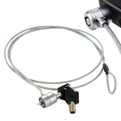 Cabo de segurança metálico com fecho e chave preta