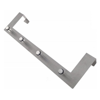 Cabide de porta em aço inox com cinco ganchos prateados