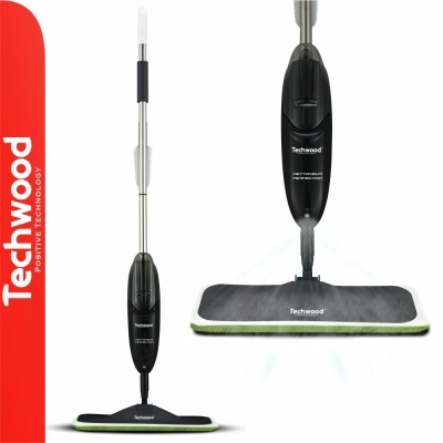 Mop a vapor Techwood preto e cinzento com esfregona verde