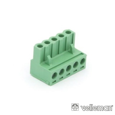 Conector elétrico verde multi-pinos da Velleman sobre fundo branco