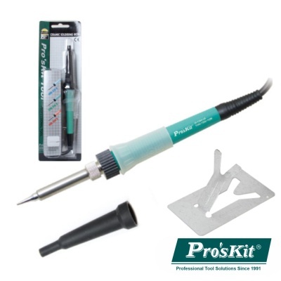 Ferro de soldar Pro'sKit com acessórios e embalagem
