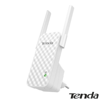 Repetidor Wi-Fi branco Tenda com antenas e LED