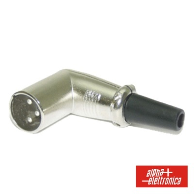 Conector de ângulo reto metálico com 5 pinos e ponta preta