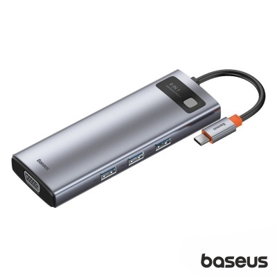 Adaptador Baseus metálico com múltiplas portas, incluindo USB e VGA