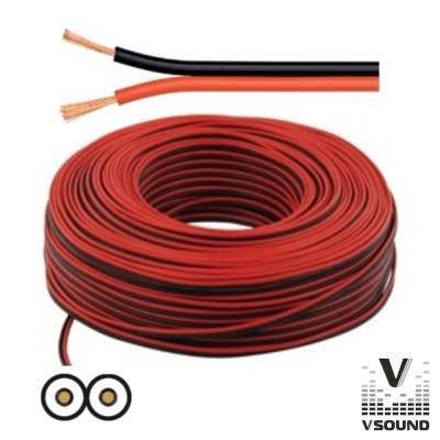 Rolo de fio elétrico vermelho e preto com condutores de cobre expostos nas pontas