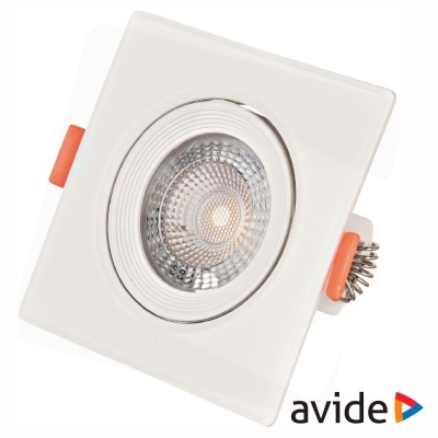 Refletor embutido quadrado branco com detalhes laranja da avide