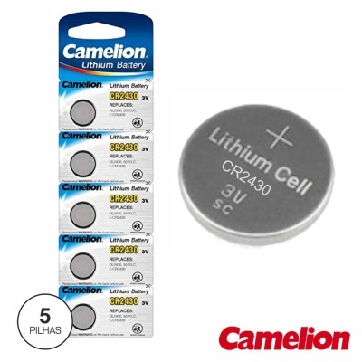 Pacote de 5 pilhas de bateria Camelion CR2430 3V
