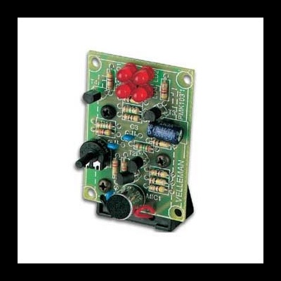 Placa eletrónica verde com LEDs vermelhos e resistores