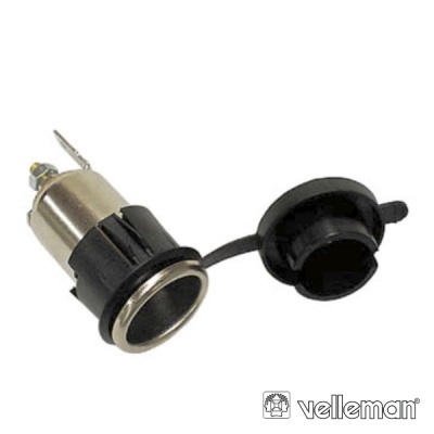 Tomada isqueiro automóvel metálica com capa preta destacável