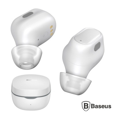 Auriculares sem fios brancos Baseus com estojo de carregamento branco