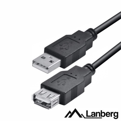 Cabo USB preto com conector macho e fêmea tipo A Lanberg