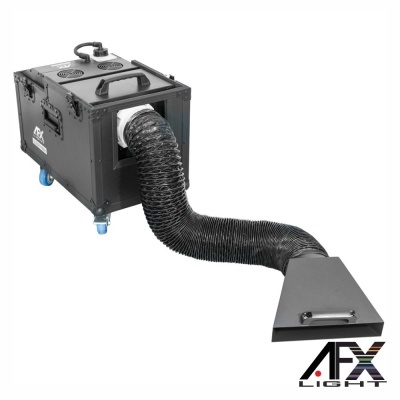 Máquina de efeito preta com mangueira flexível e texto AFX LIGHT