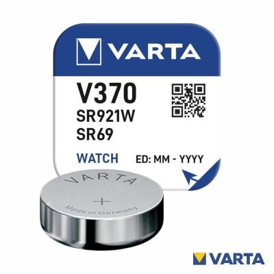 Bateria VARTA V370 para relógios com embalagem azul e branca