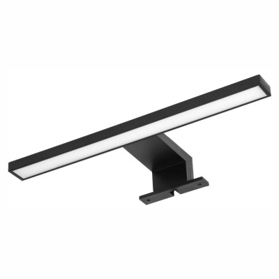 Candeeiro de parede preto com difusor branco fosco e suporte retangular