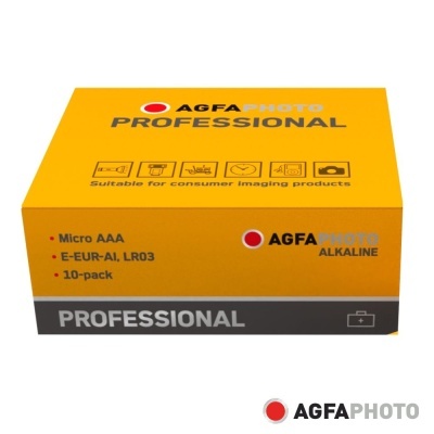Embalagem amarela e preta de pilhas AAA alcalinas AGFA PHOTO PROFESSIONAL