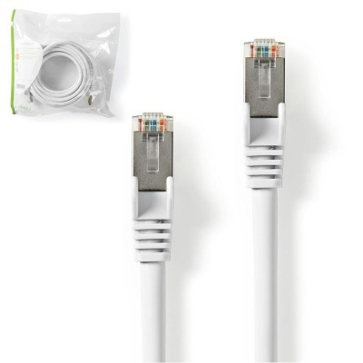 Cabo de rede branco com pontas RJ45 e embalagem plástica transparente