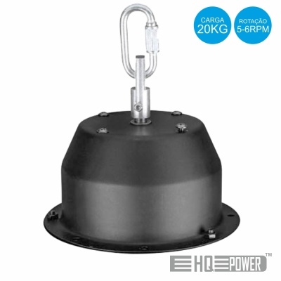 Motor elétrico preto com ganchos e logotipo HQ POWER
