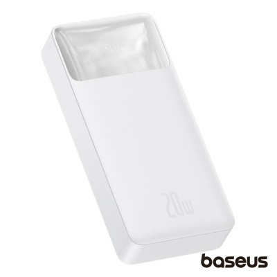 Carregador portátil branco Baseus com indicação 20W