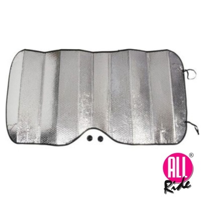 Proteção solar para para-brisas prateada com painéis e logótipo All Ride