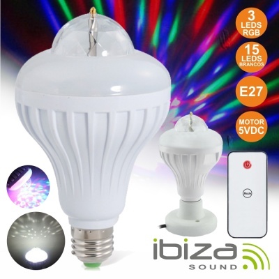 Lâmpada LED RGB e branca com comando remoto e logótipo Ibiza Sound