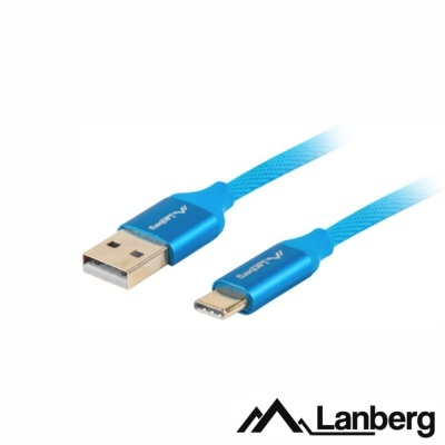 Cabo USB Lightning azul da Lanberg com cabo trançado