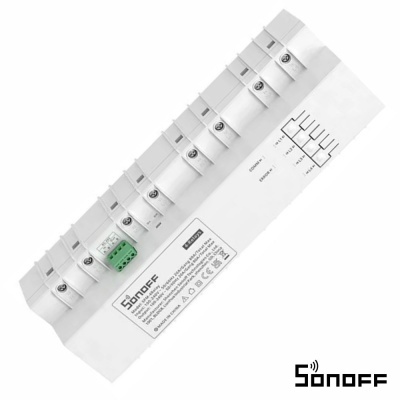 Disjuntor Sonoff DIN-RCBO-50A branco com seis módulos e terminal verde